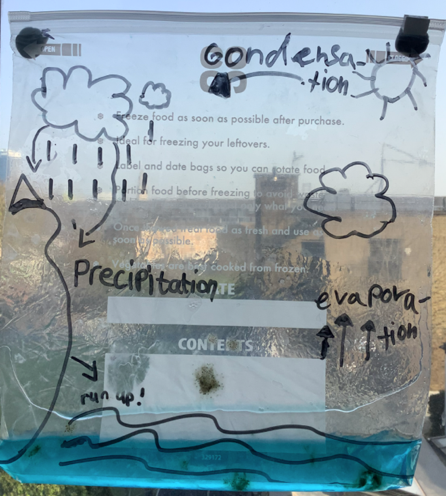 An illustration by a student of the cycle of rain.