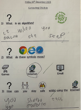 photo of a child's work on algorithms