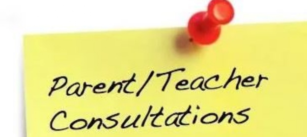 a postit note representing a handwritten reminder to book a parent/teacher consultation.